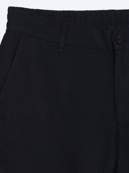 Lacivert Dokuma Relaxed Fit Casual Pamuk Karışımlı Pantolon