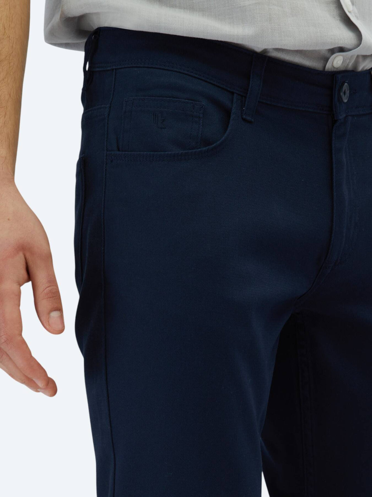 Lacivert Dokuma Slim Fit Casual Pamuk Karışımlı Pantolon