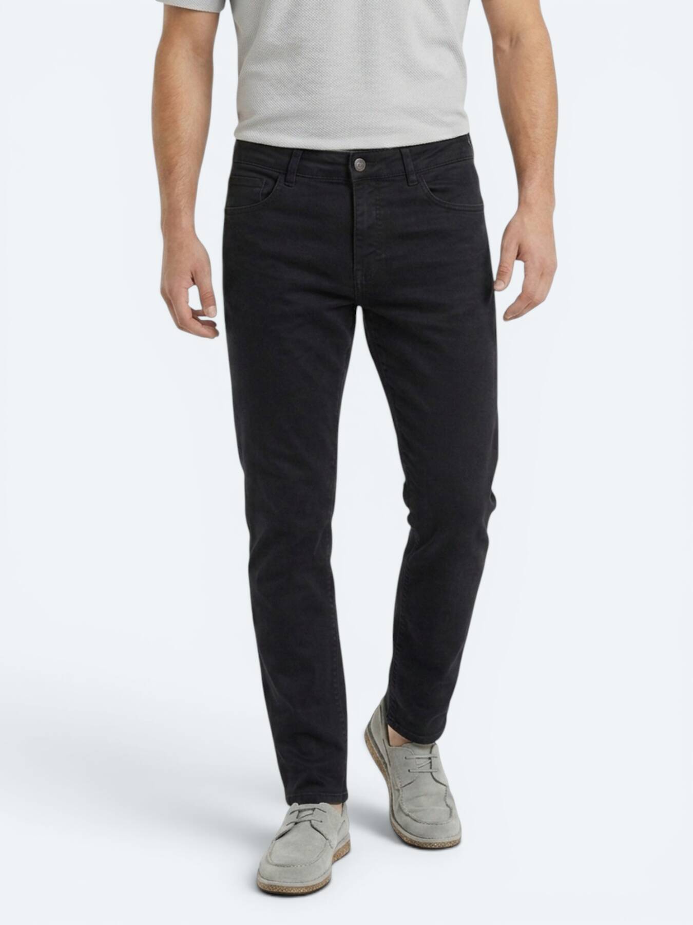 Lacivert Dokuma Slim Fit Spor Pamuk Karışımlı Pantolon