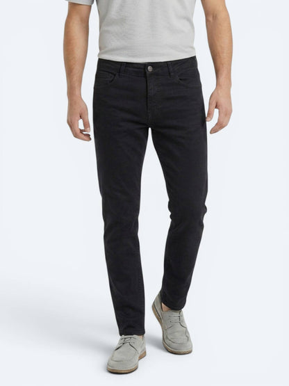 Lacivert Dokuma Slim Fit Spor Pamuk Karışımlı Pantolon