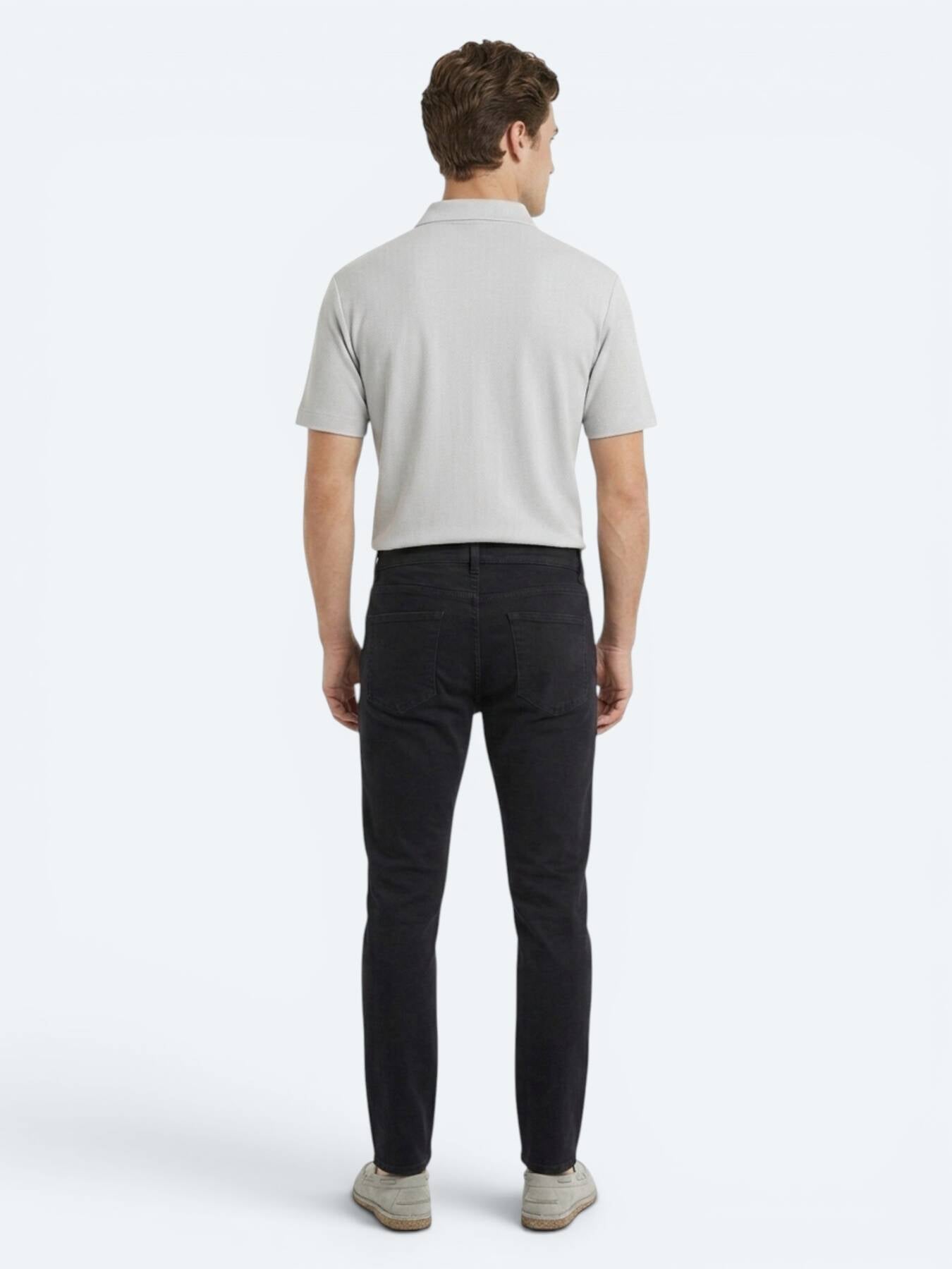 Lacivert Dokuma Slim Fit Spor Pamuk Karışımlı Pantolon