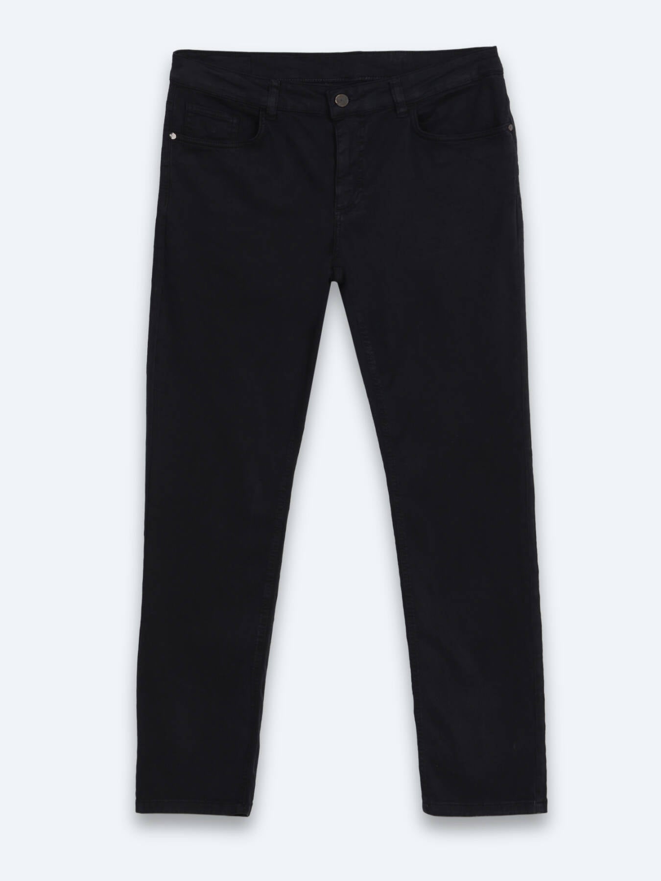 Lacivert Dokuma Slim Fit Spor Pamuk Karışımlı Pantolon