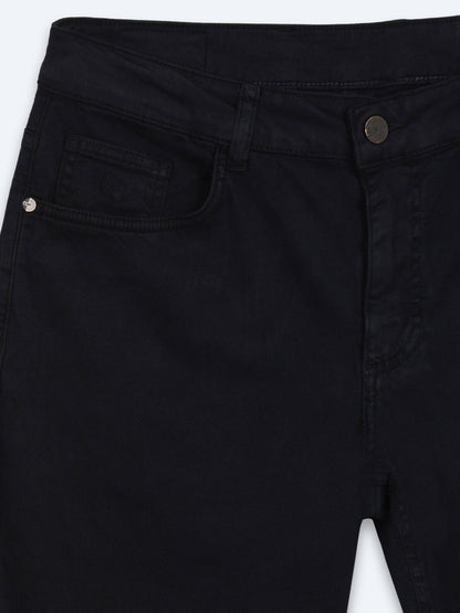 Lacivert Dokuma Slim Fit Spor Pamuk Karışımlı Pantolon