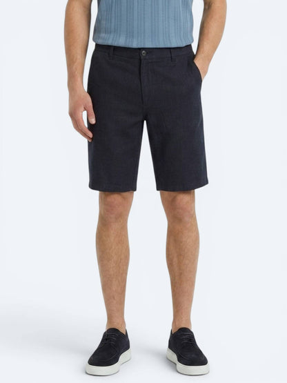 Lacivert Düz Dokuma Jogging Fit Casual Pamuk Karışımlı Bermuda