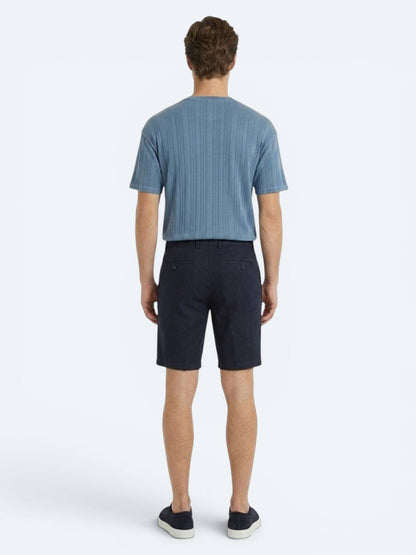 Lacivert Düz Dokuma Jogging Fit Casual Pamuk Karışımlı Bermuda