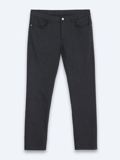 Lacivert Düz Dokuma Slim Fit Spor Pamuk Karışımlı Pantolon