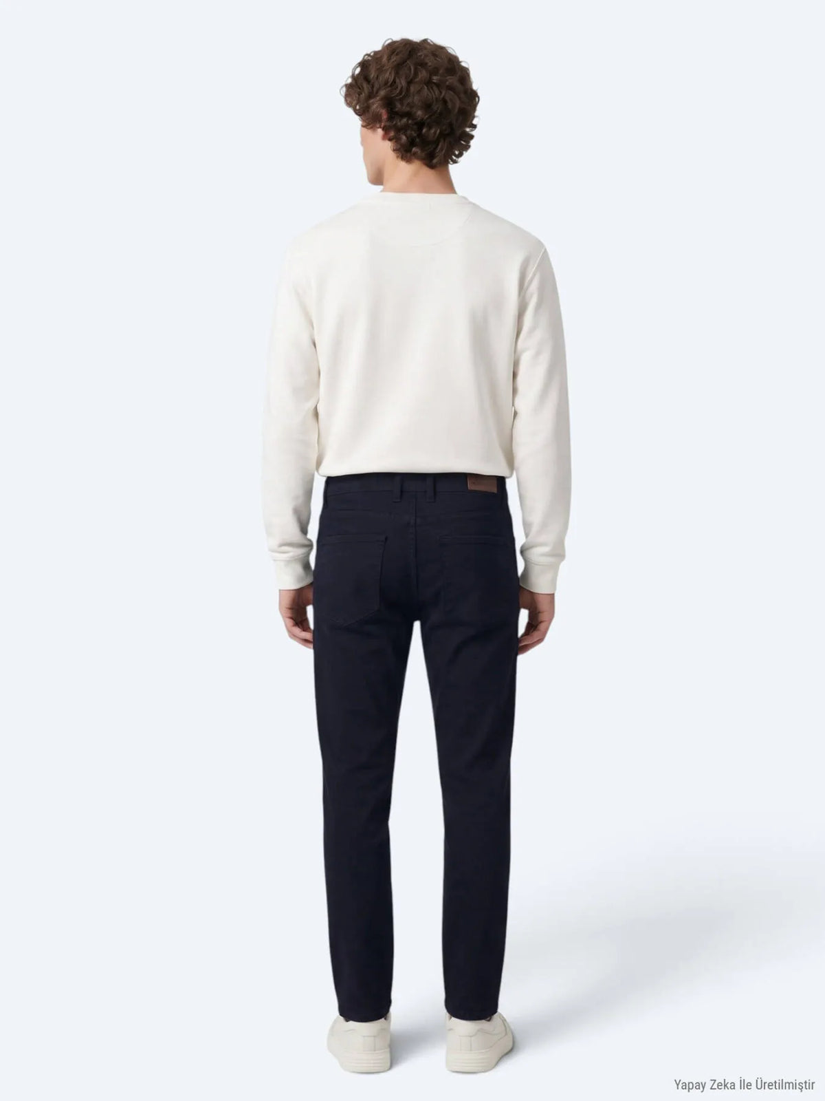 Lacivert Düz Dokuma Slim Fit Spor Pamuk Karışımlı Pantolon