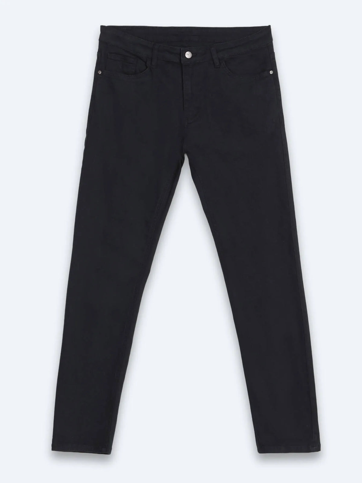 Lacivert Düz Dokuma Slim Fit Spor Pamuk Karışımlı Pantolon