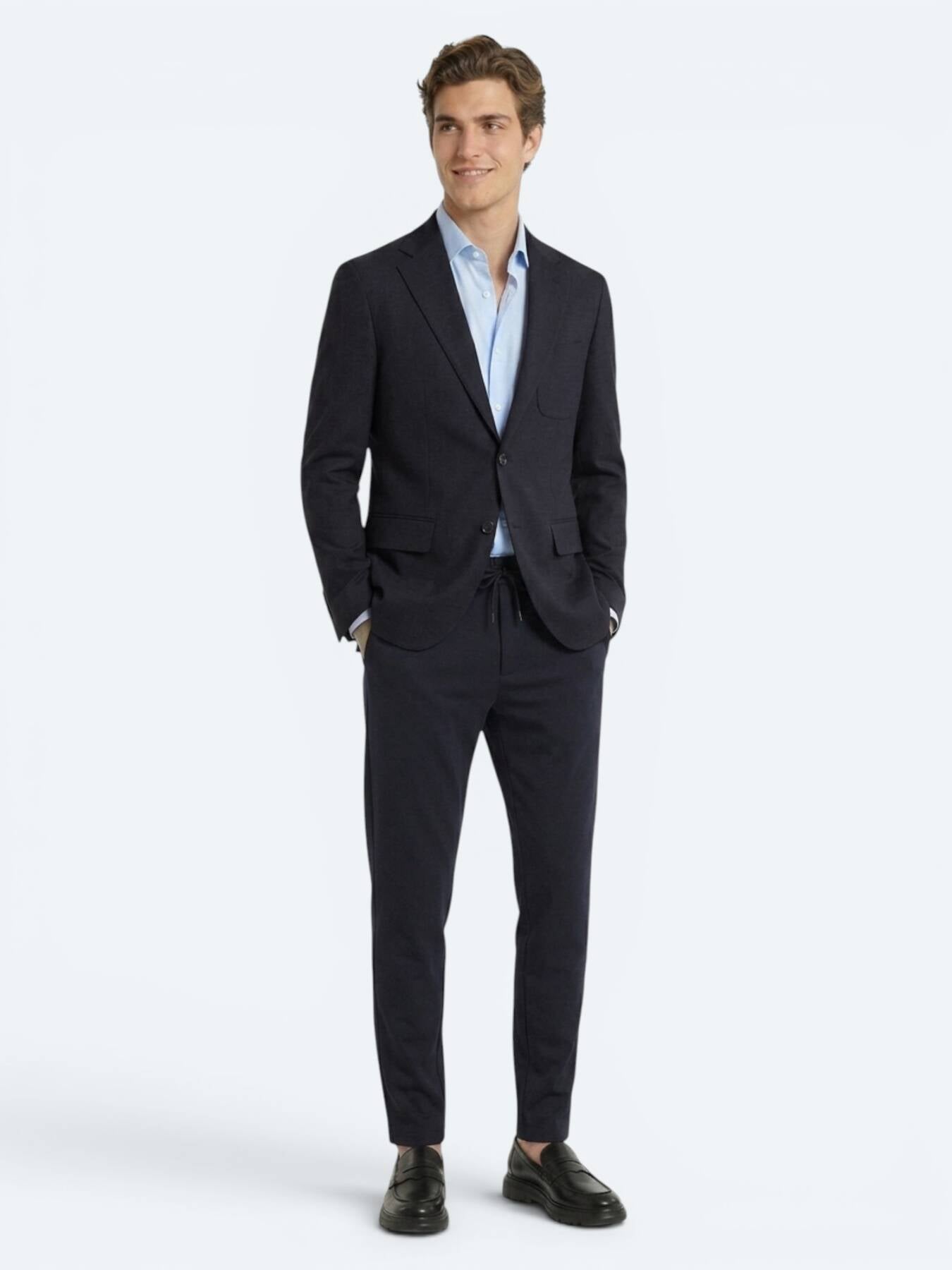 Lacivert Mikro Modern Fit Örme Takım Elbise