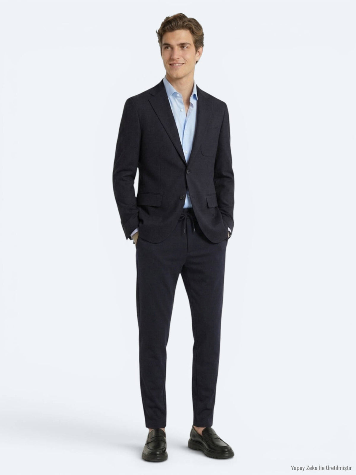 Lacivert Mikro Modern Fit Örme Takım Elbise
