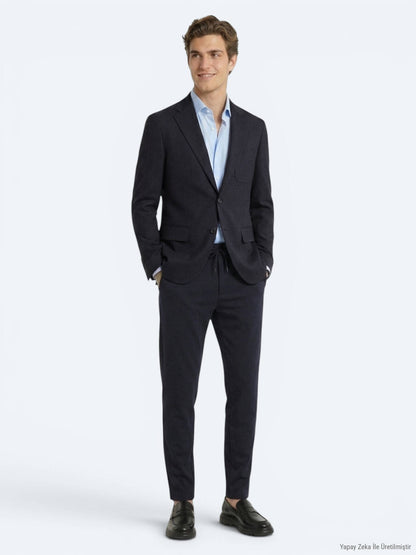 Lacivert Mikro Modern Fit Örme Takım Elbise