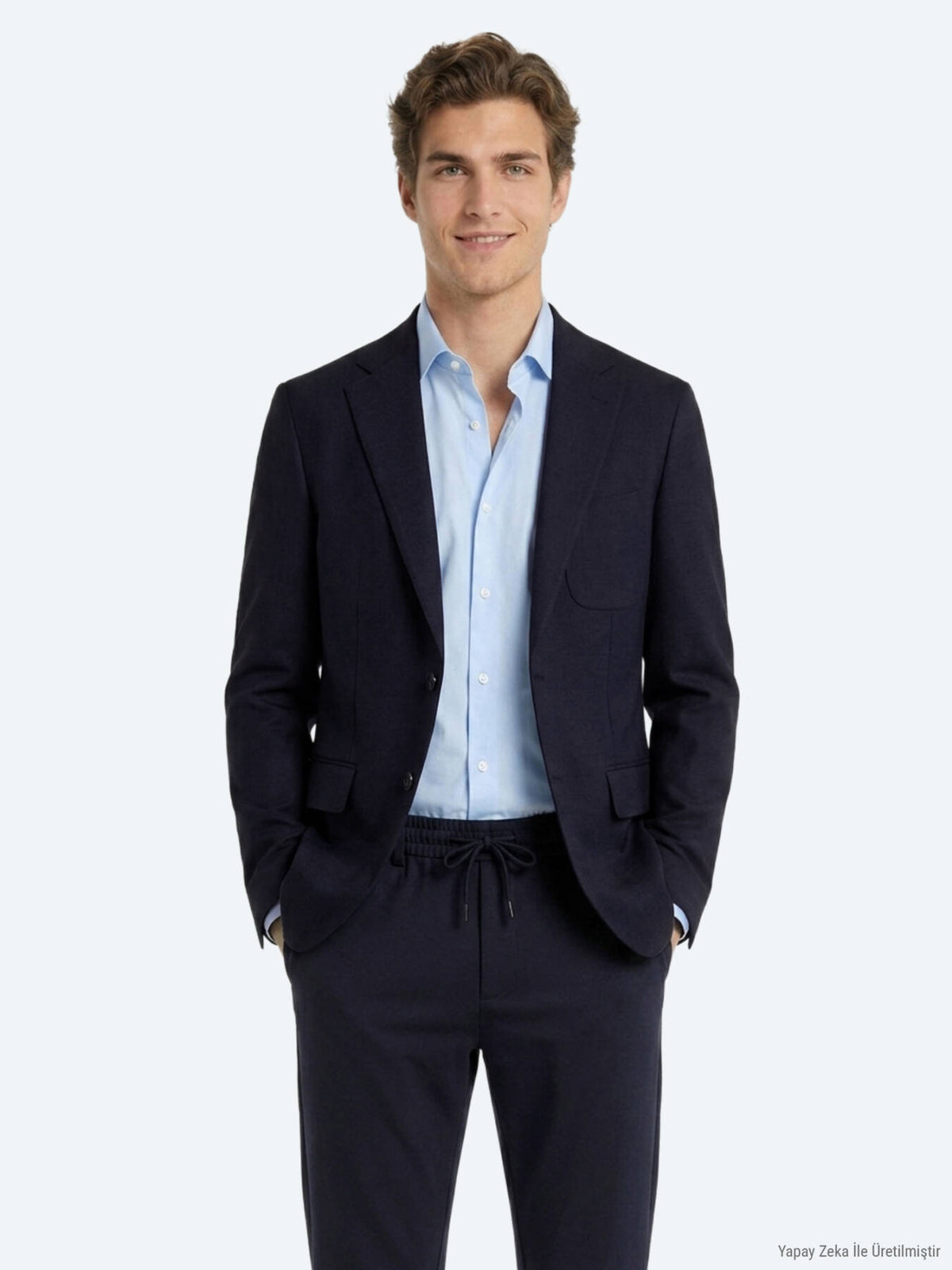 Lacivert Mikro Modern Fit Örme Takım Elbise
