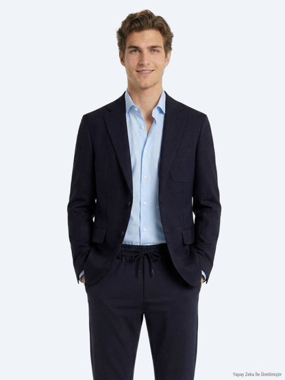Lacivert Mikro Modern Fit Örme Takım Elbise