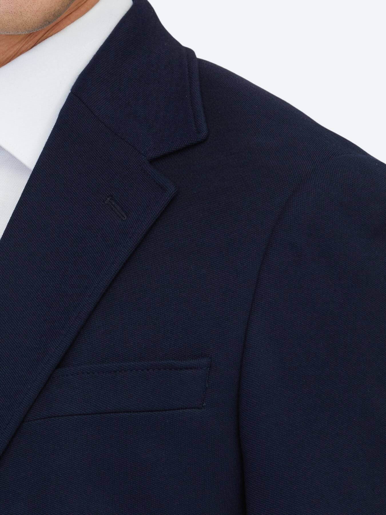 Lacivert Düz Modern Fit Pamuk Karışımlı Örme Takım Elbise