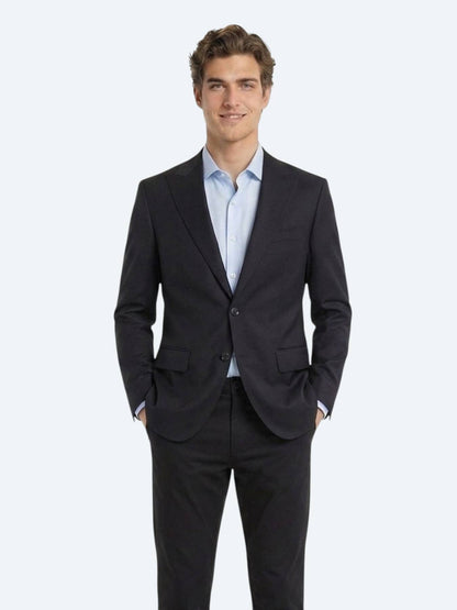 Lacivert Düz Modern Fit Yün Karışımlı Takım Elbise