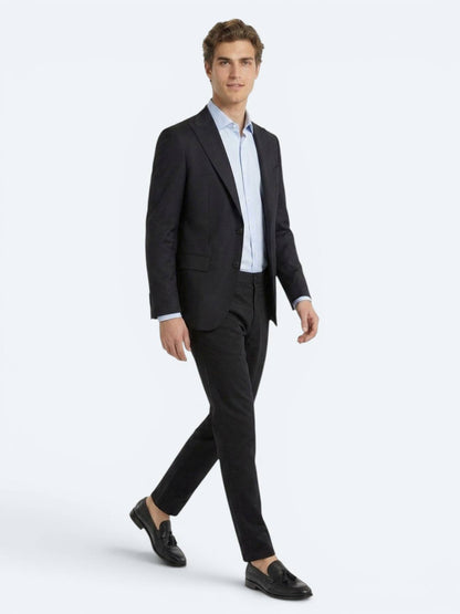 Lacivert Düz Modern Fit Yün Karışımlı Takım Elbise