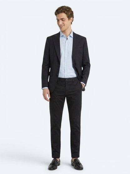 Lacivert Düz Modern Fit Yün Karışımlı Takım Elbise