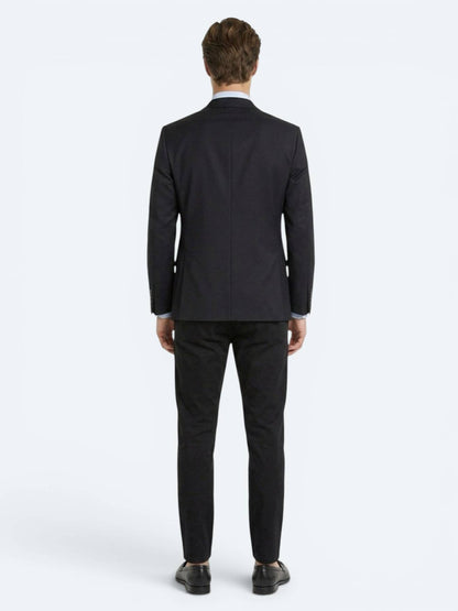 Lacivert Düz Modern Fit Yün Karışımlı Takım Elbise