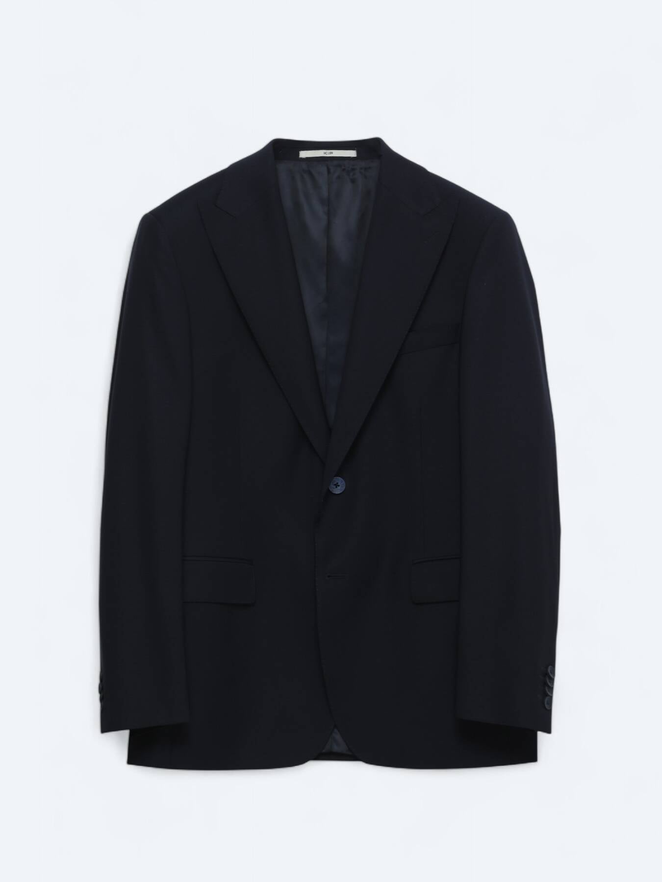 Lacivert Düz Modern Fit Yün Karışımlı Takım Elbise