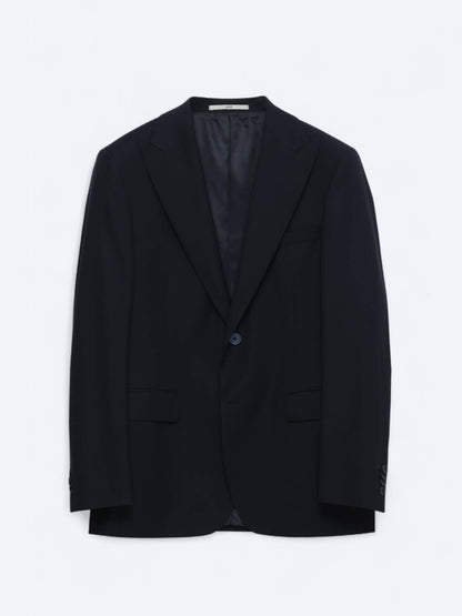 Lacivert Düz Modern Fit Yün Karışımlı Takım Elbise