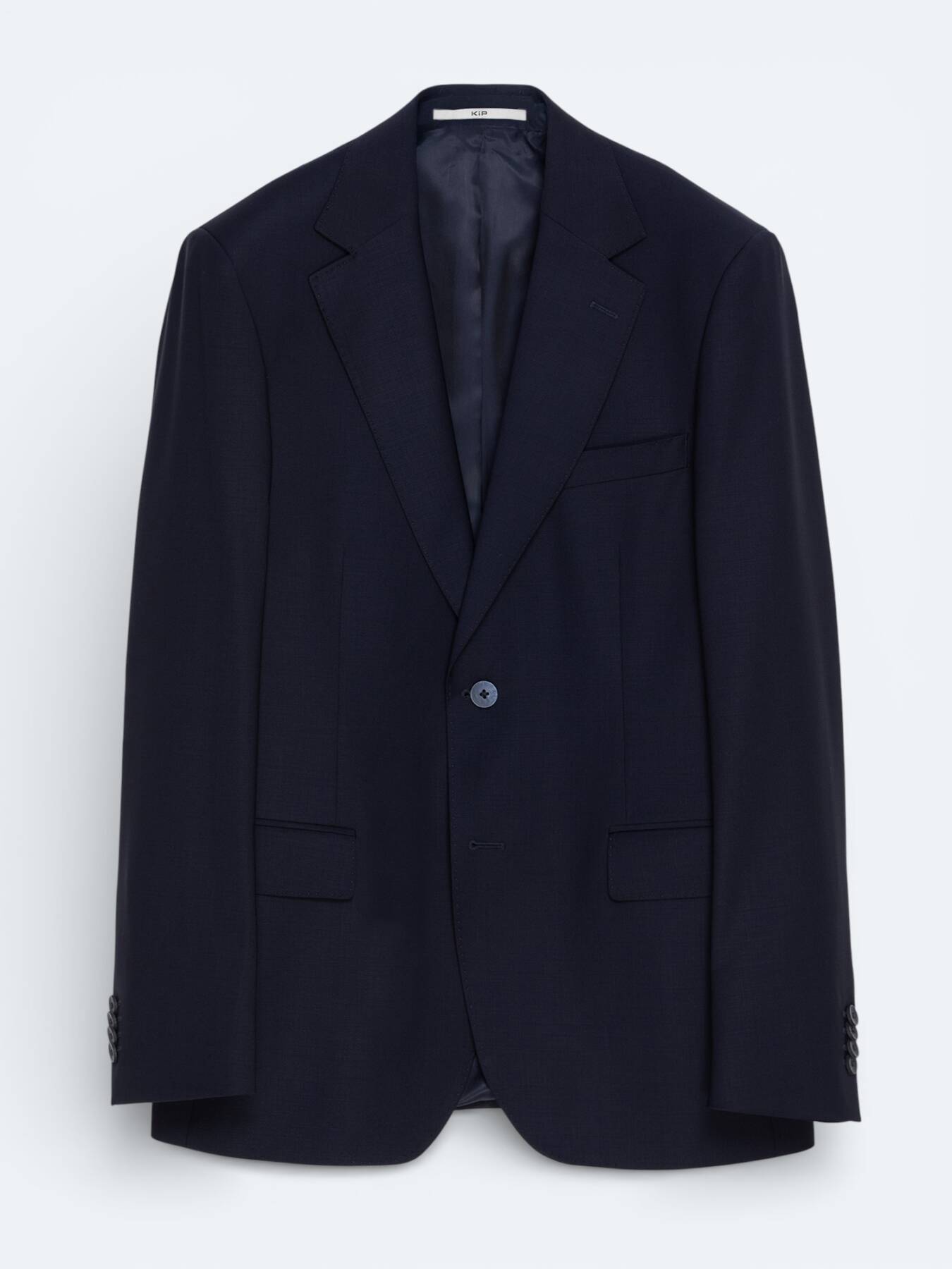 Lacivert Düz Modern Fit Yün Karışımlı Takım Elbise