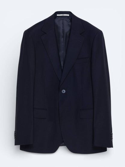 Lacivert Düz Modern Fit Yün Karışımlı Takım Elbise