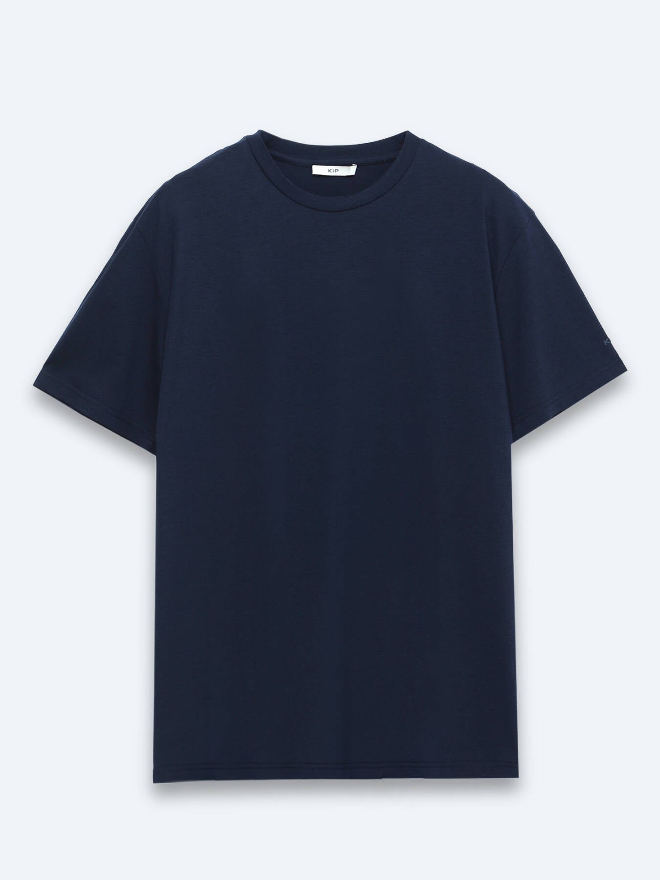 Lacivert Düz Pamuk Karışımlı T-shirt