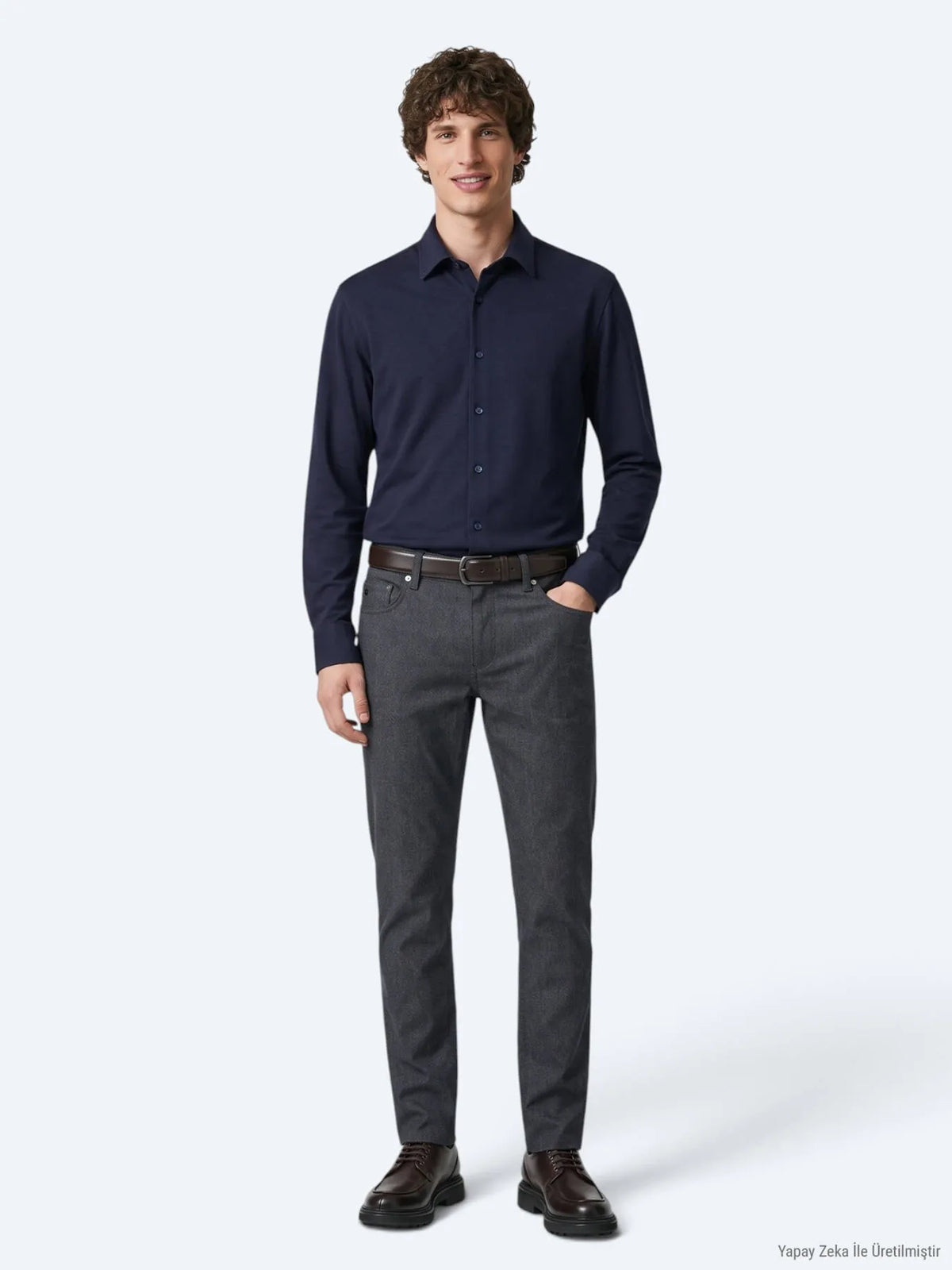 Lacivert Düz Regular Fit Uzun Casual %100 Pamuk Gömlek