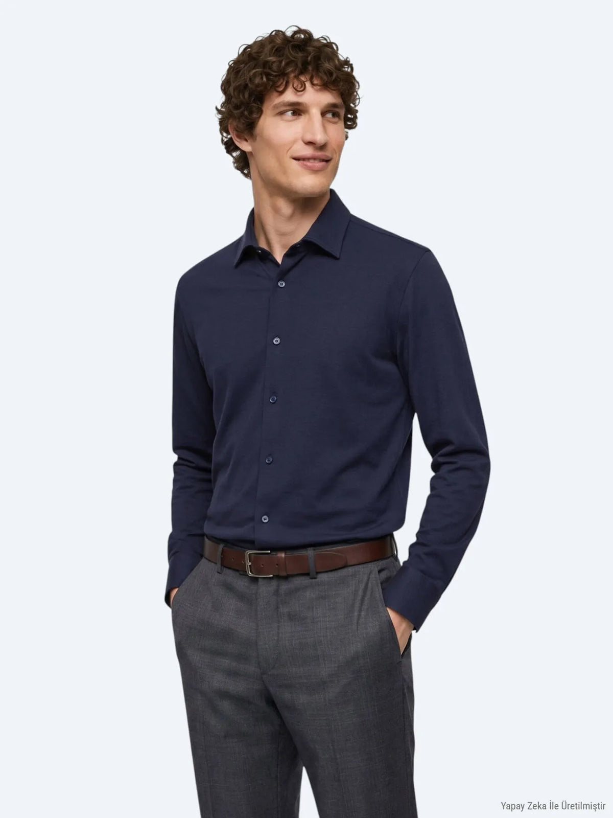 Lacivert Düz Regular Fit Uzun Casual %100 Pamuk Gömlek