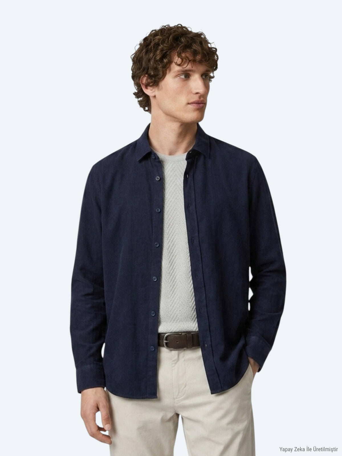 Lacivert Düz Regular Fit Uzun Dokuma Casual %100 Pamuk Gömlek