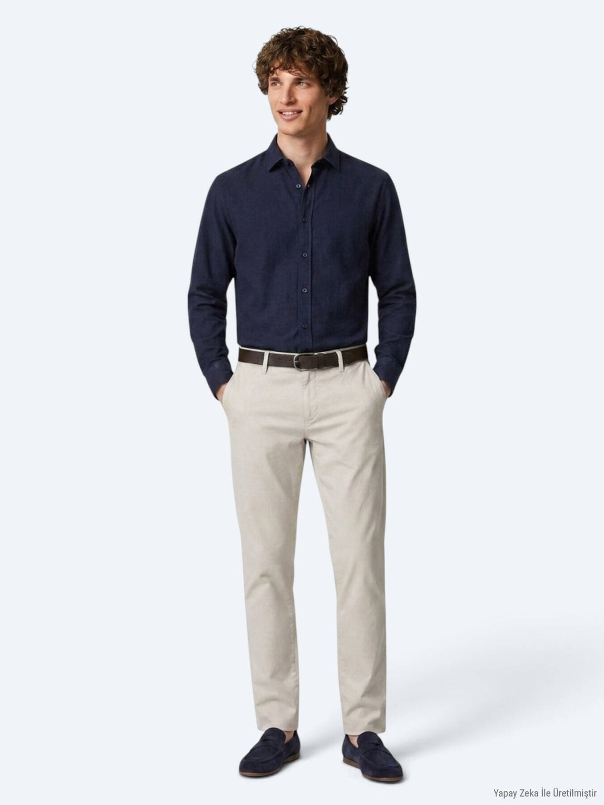 Lacivert Düz Regular Fit Uzun Dokuma Casual %100 Pamuk Gömlek