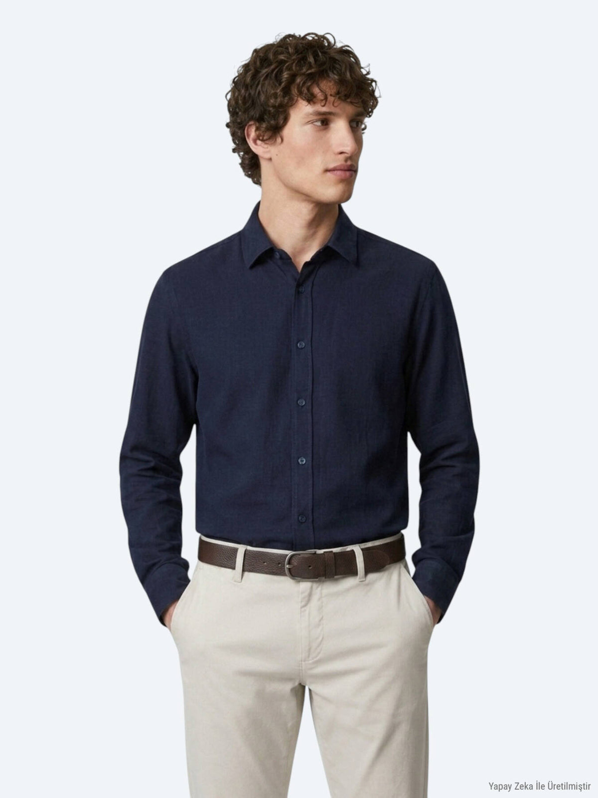 Lacivert Düz Regular Fit Uzun Dokuma Casual %100 Pamuk Gömlek