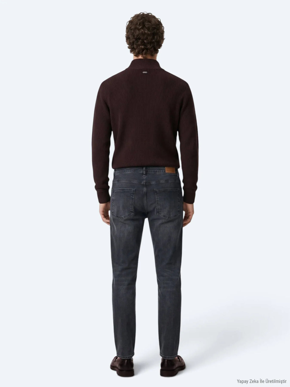 Lacivert Düz Slim Fit Denim Pamuk Karışımlı Pantolon