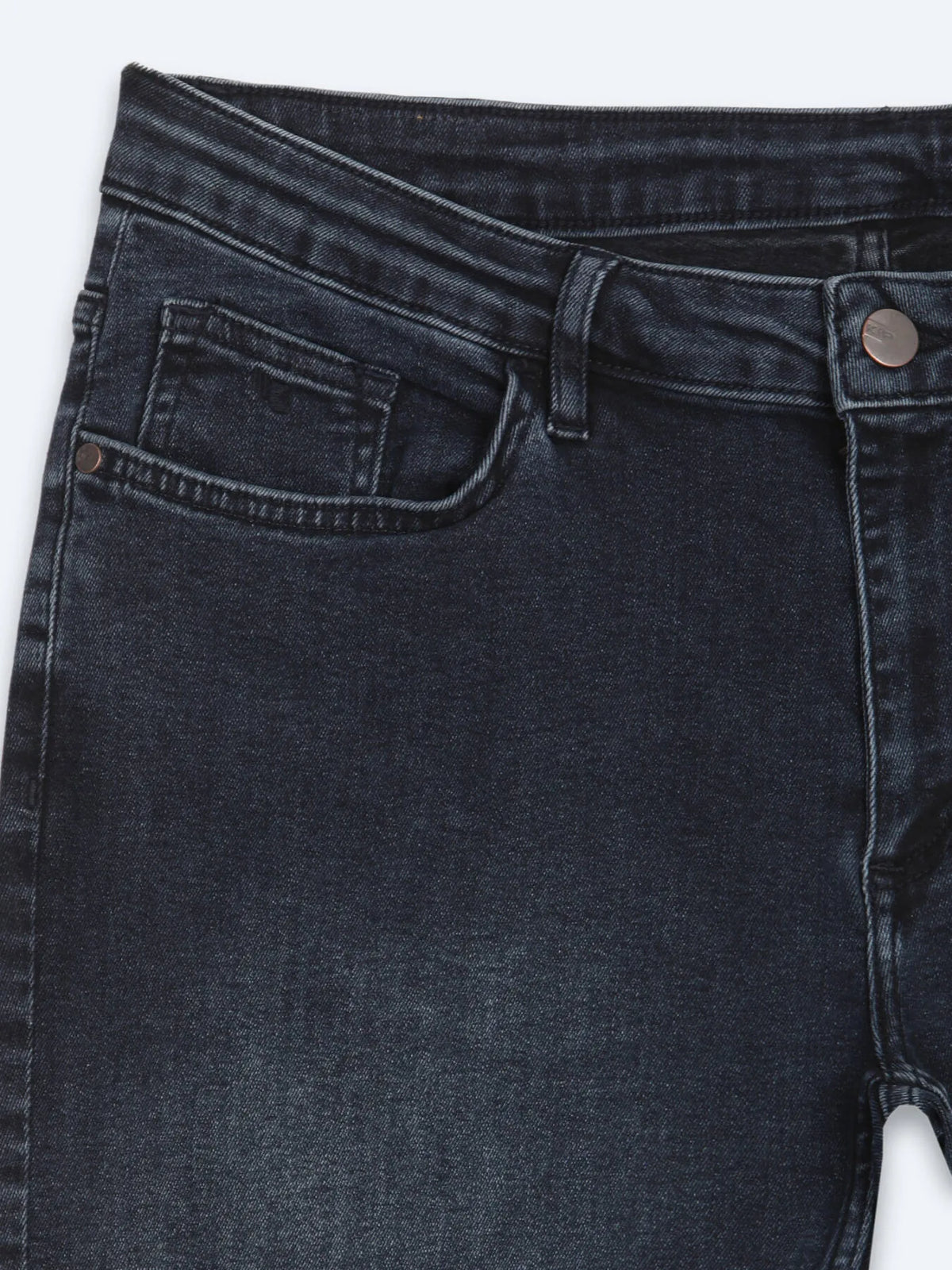 Lacivert Düz Slim Fit Denim Pamuk Karışımlı Pantolon