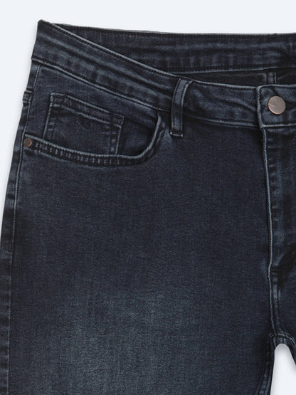 Lacivert Düz Slim Fit Denim Pamuk Karışımlı Pantolon