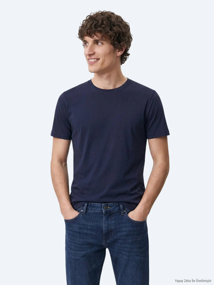 Lacivert Düz T-shirt