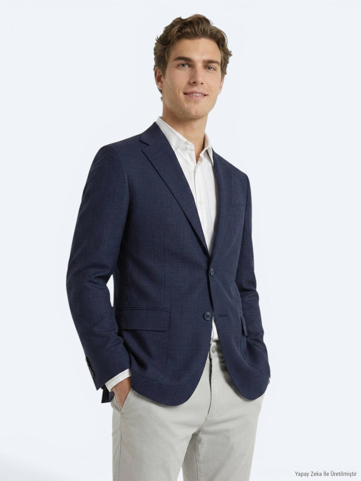 Lacivert Modern Fit %100 Yün Ceket