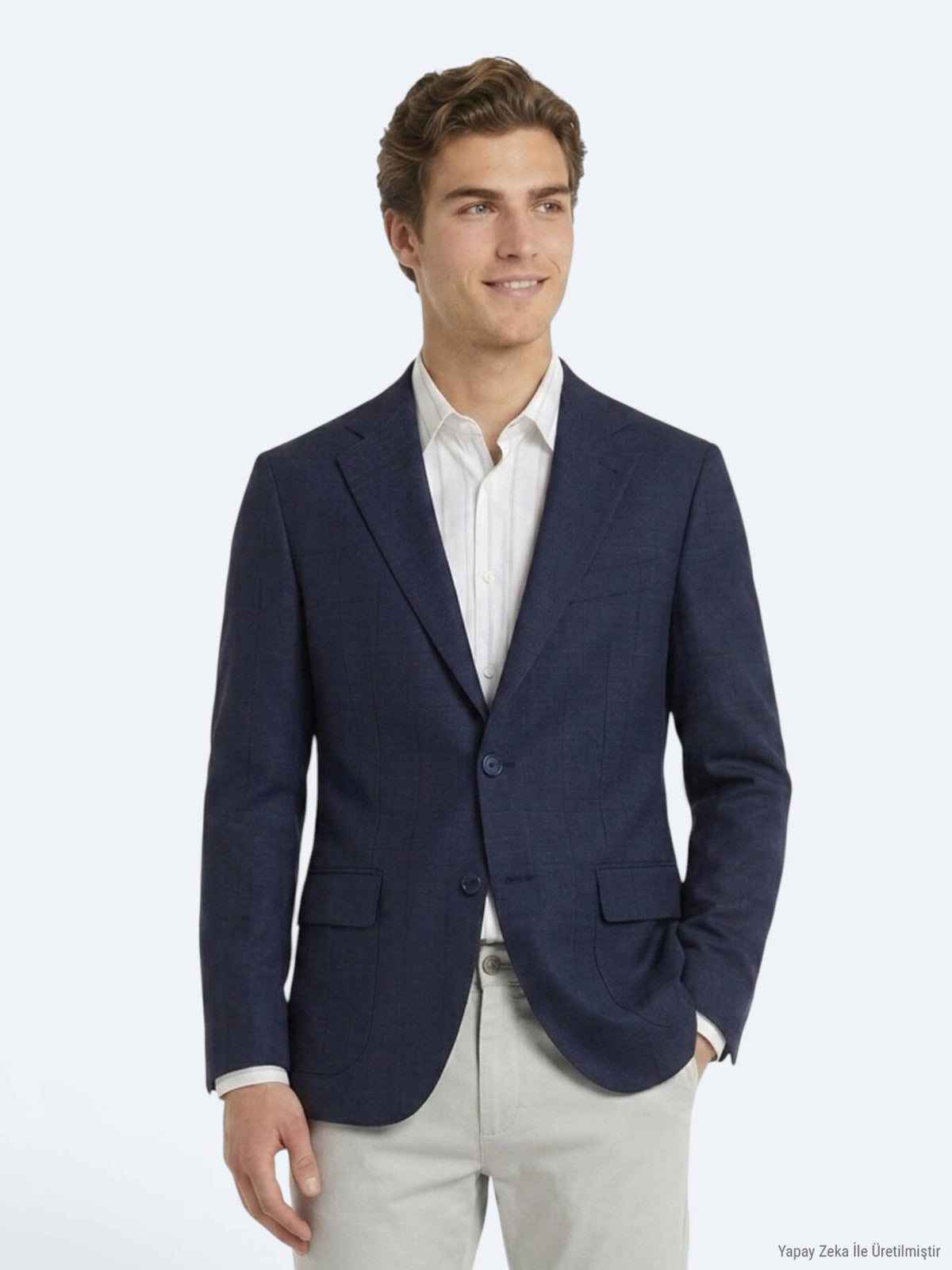 Lacivert Modern Fit %100 Yün Ceket