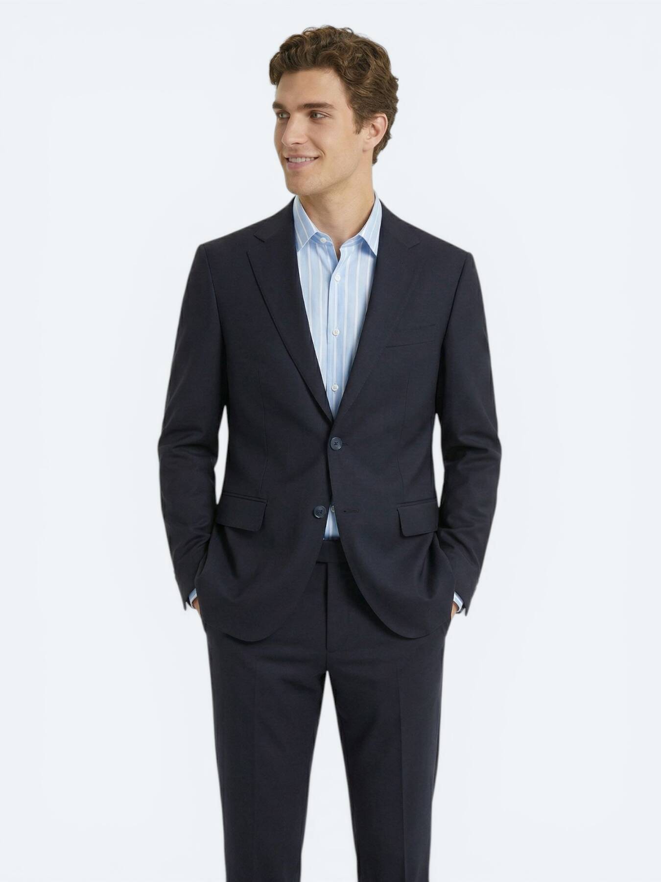 Lacivert Modern Fit %100 Yün Takım Elbise