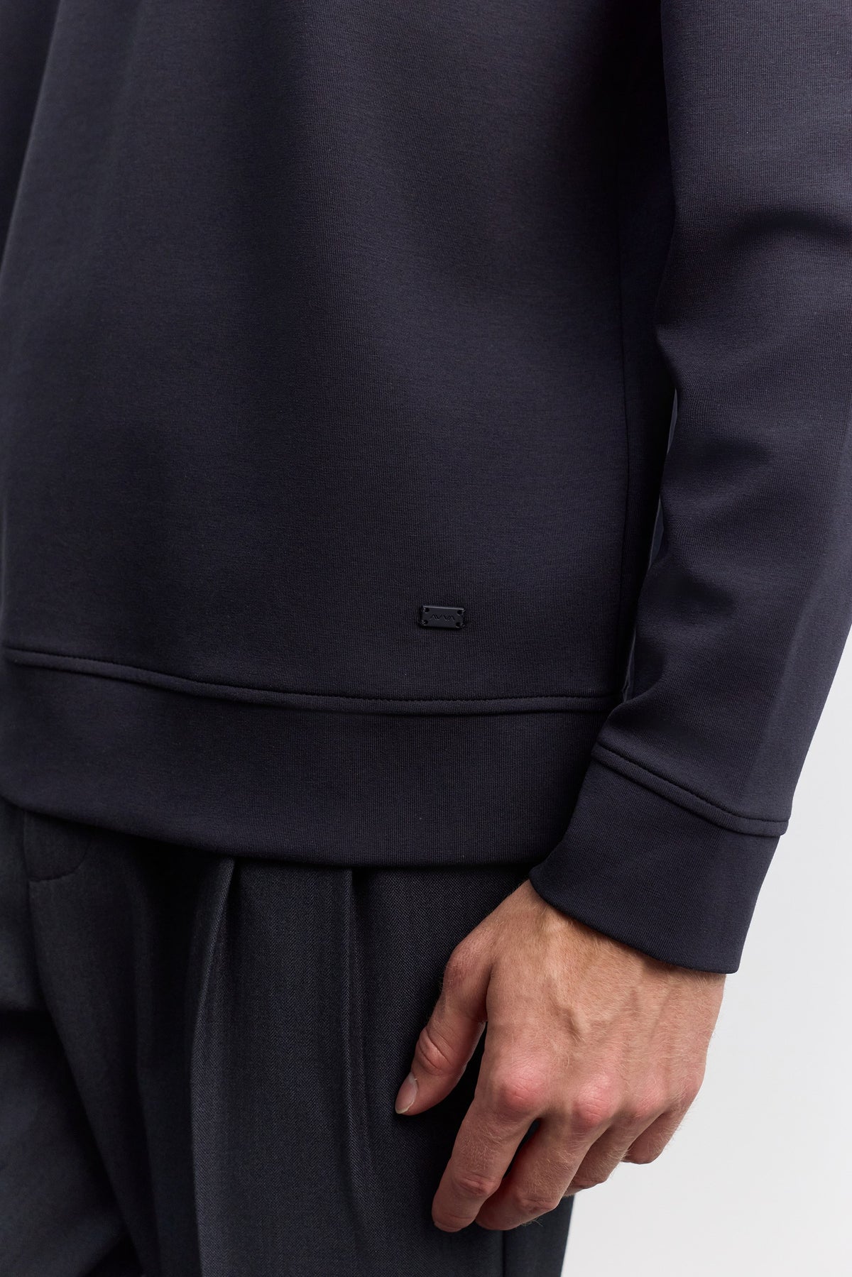 Lacivert Polo Yaka Fermuarlı Kolay Ütülenen Sweatshirt