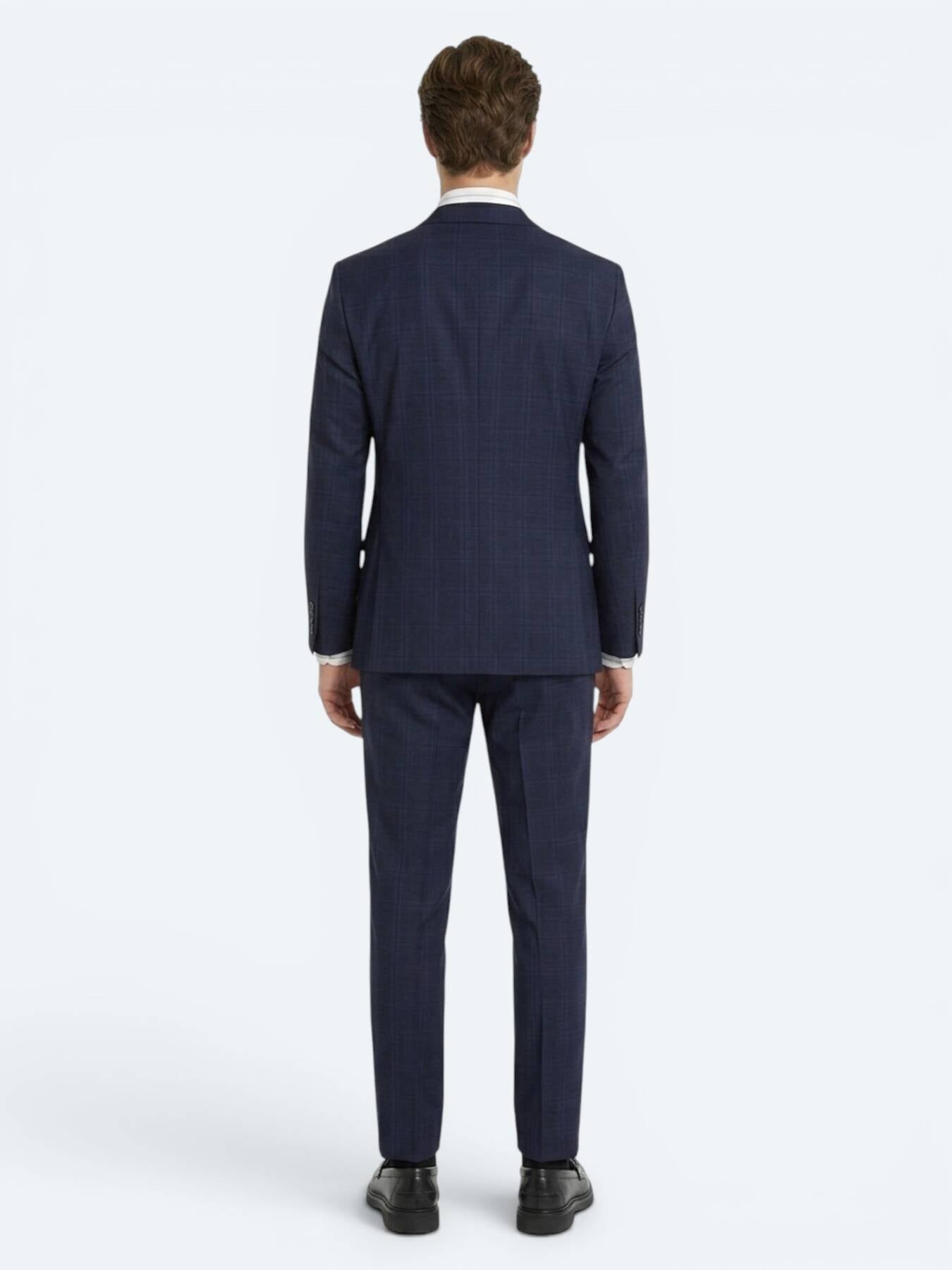 Lacivert Potikare Modern Fit %100 Yün Takım Elbise