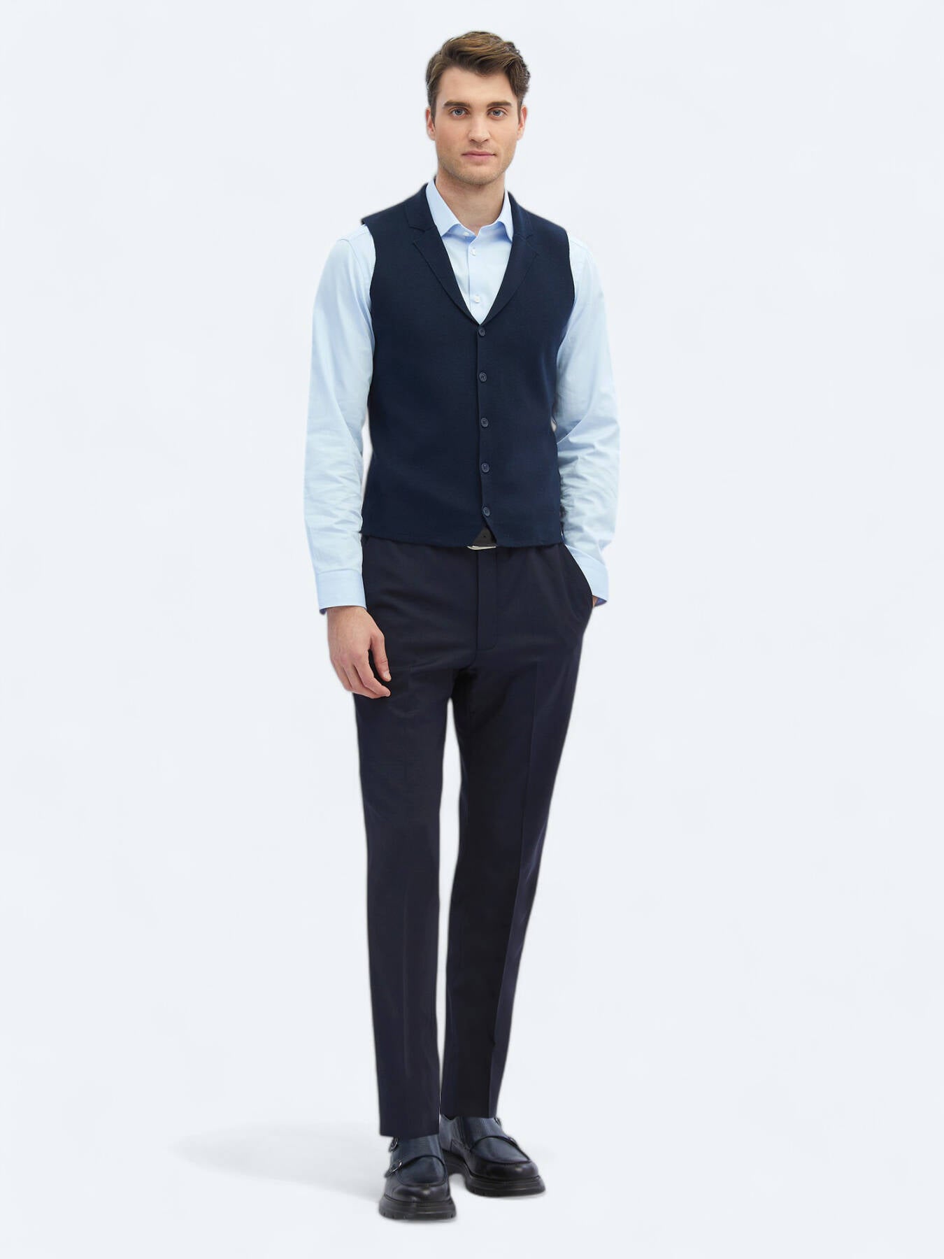 Lacivert Regular Fit Casual Örme Triko Yelek