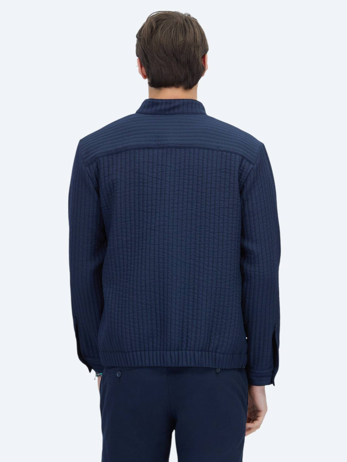 Lacivert Regular Fit Dik Yaka Casual Dokuma Mont