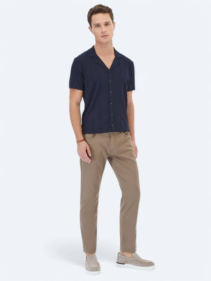 Lacivert Regular Fit Kısa Casual Gömlek