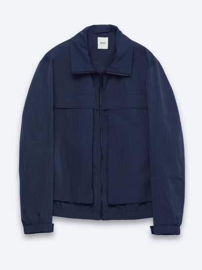 Lacivert Relaxed Fit Dik Yaka Casual Dokuma Mont