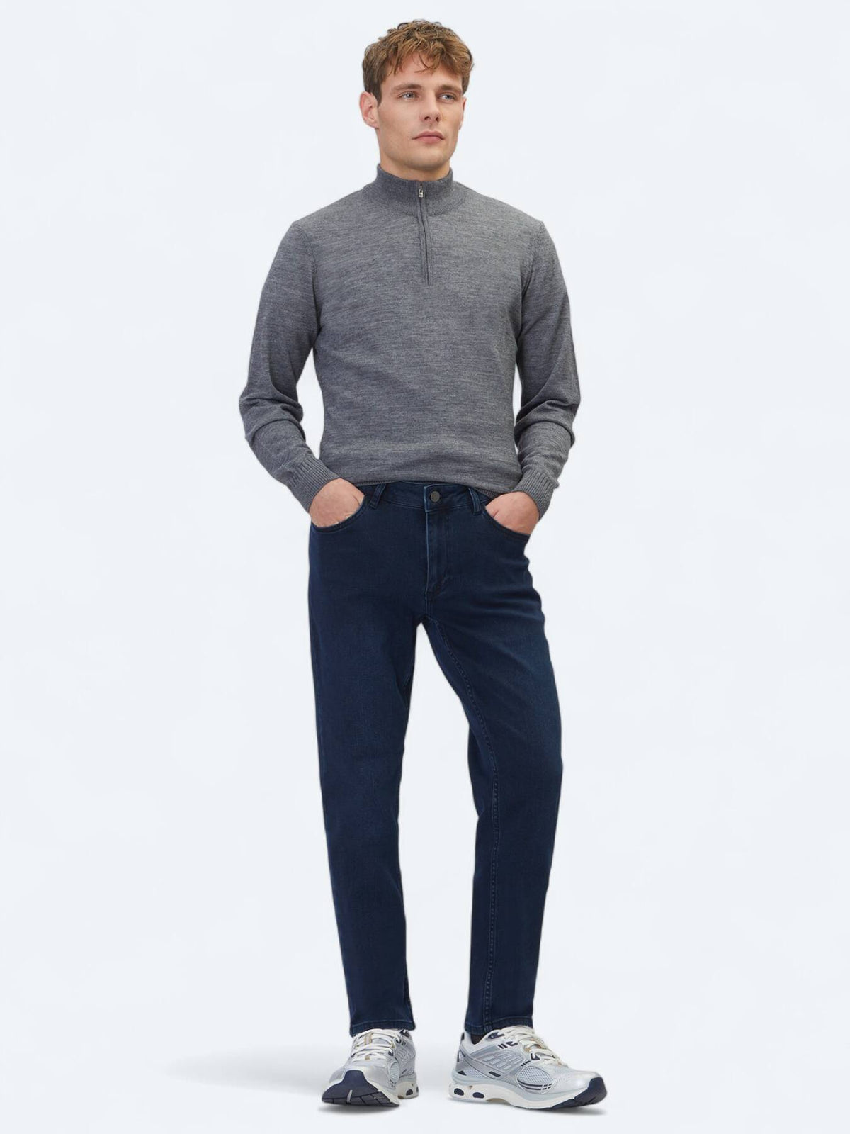 Lacivert Slim Fit Denim Pamuk Karışımlı Pantolon