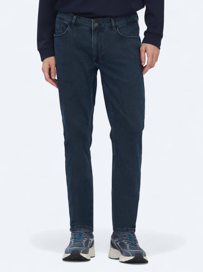 Lacivert Slim Fit Denim Pamuk Karışımlı Pantolon