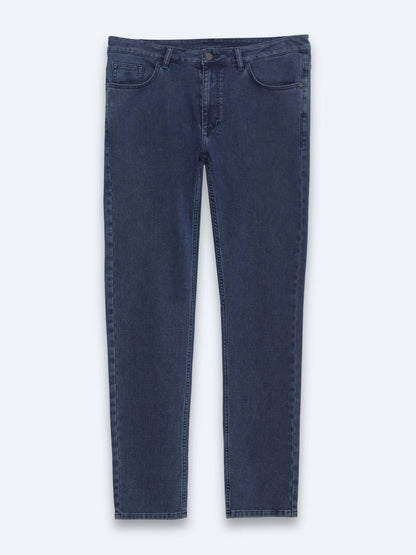 Lacivert Slim Fit Denim Pamuk Karışımlı Pantolon
