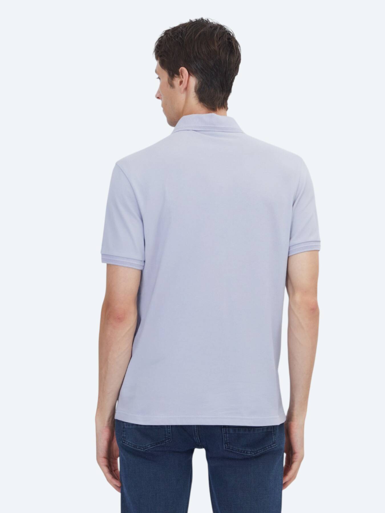 Lila Düz %100 Pamuk T-shirt
