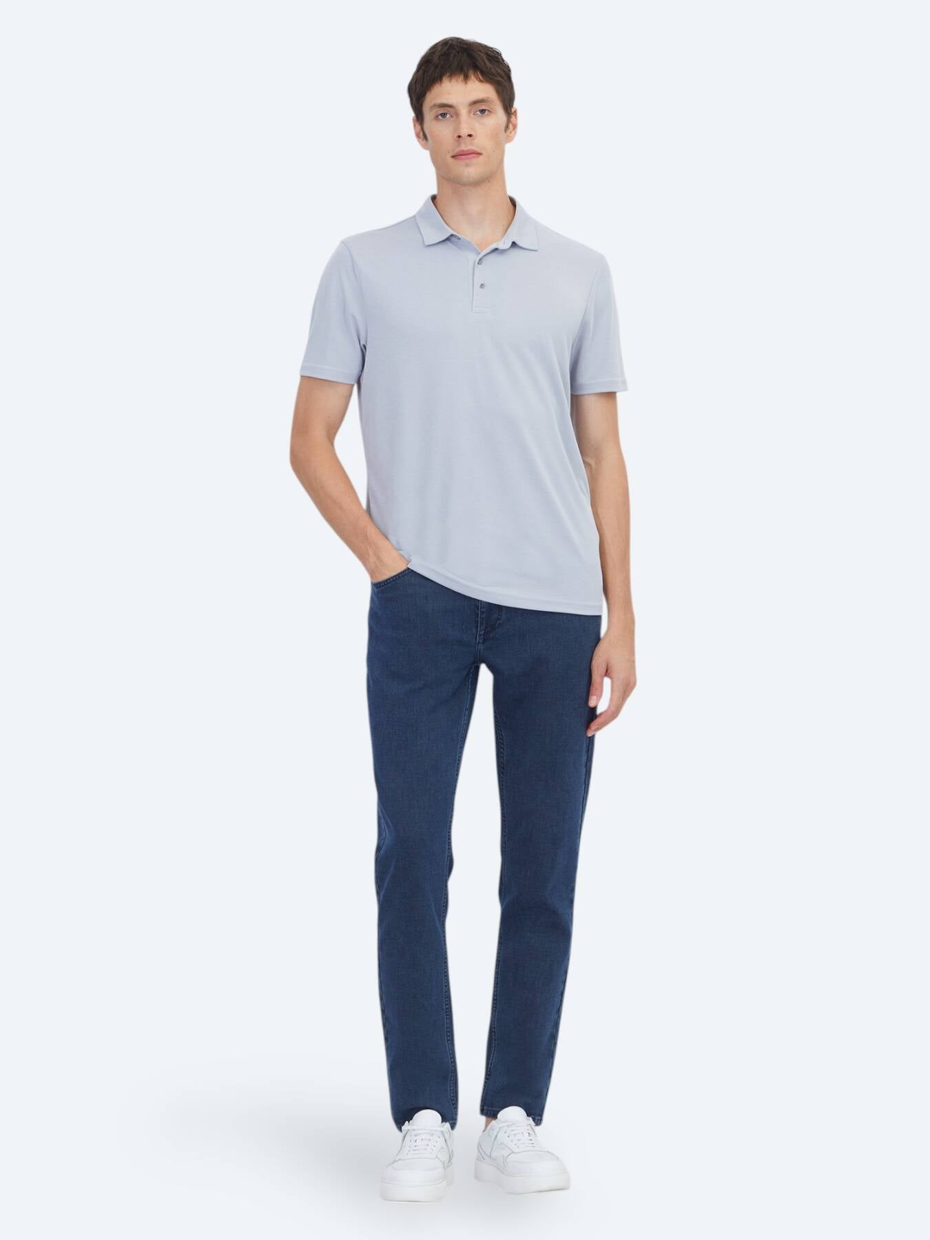 Lila Düz Polo Yaka T-shirt